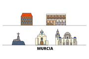 Spain, Murcia flat landmarks vector