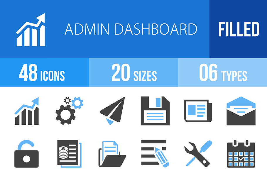 48 Admin Dashboard Blue&Black Icons
