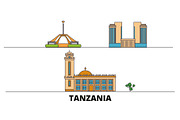 Tanzania flat landmarks vector