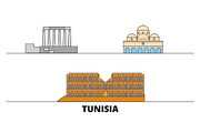 Tunisia flat landmarks vector