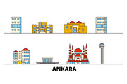 Turkey, Ankara flat landmarks vector