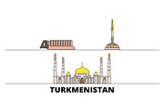 Turkmenistan flat landmarks vector