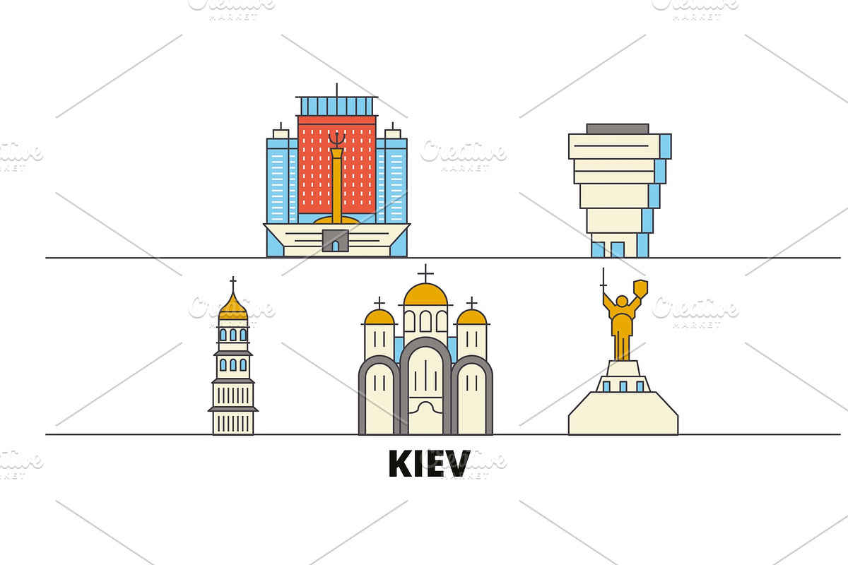 Ukraine, Kiev flat landmarks vector in Illustrations - product preview 8