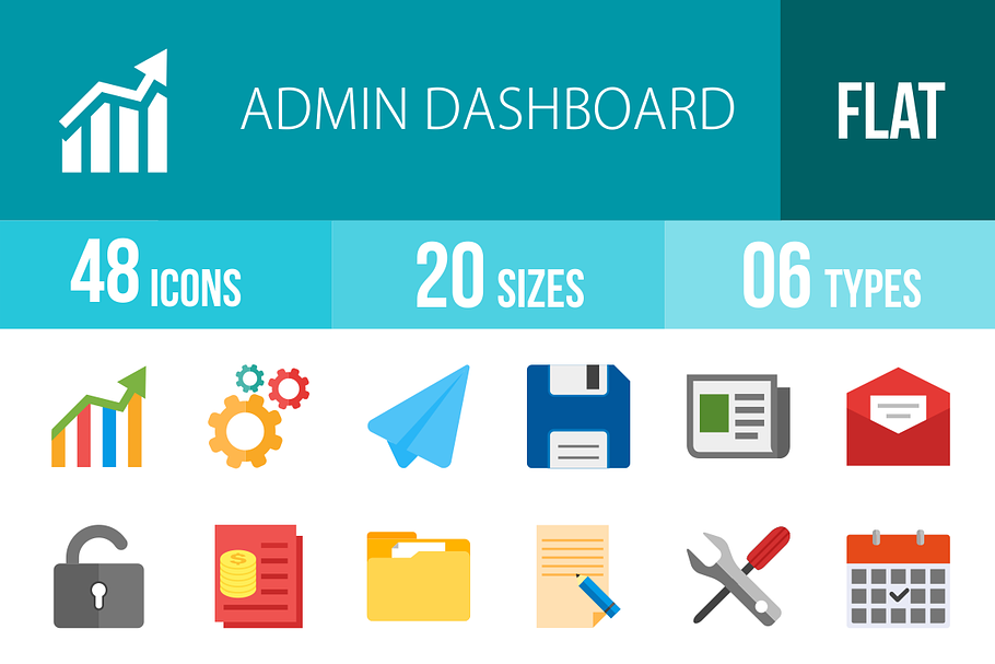 48 Admin Dashboard Flat Multicolor in Graphics - product preview 8