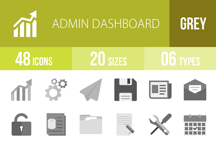 48 Admin Dashboard Greyscale Icons in Graphics - product preview 8