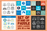 Stand Up Paddle Logos & Badges Set