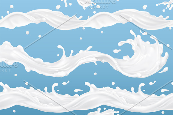 Milk and yogurt splashes vector sets in Illustrations - product preview 1