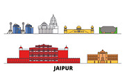 India, Jaipur flat landmarks vector