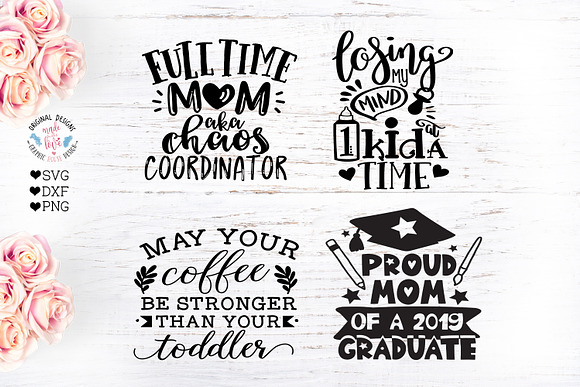 Mom T-Shirt Cut Files Mini Bundle in Illustrations - product preview 1