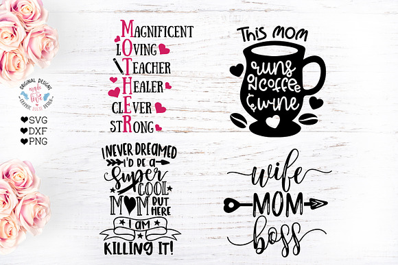 Mom T-Shirt Cut Files Mini Bundle in Illustrations - product preview 2