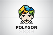 Man Head with Poligon Hair Logo
