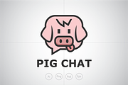 Pink Pig Chat Logo Template