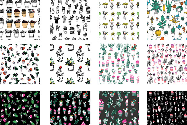 Plants set. 12 patterns
