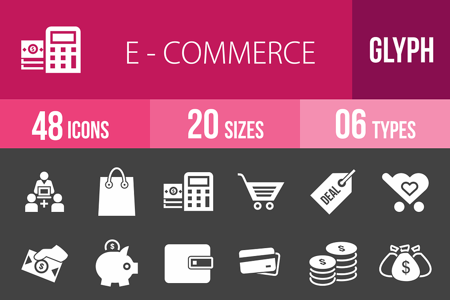 48 Ecommerce Glyph Inverted Icons