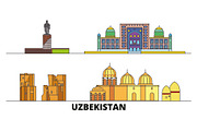 Uzbekistan flat landmarks vector