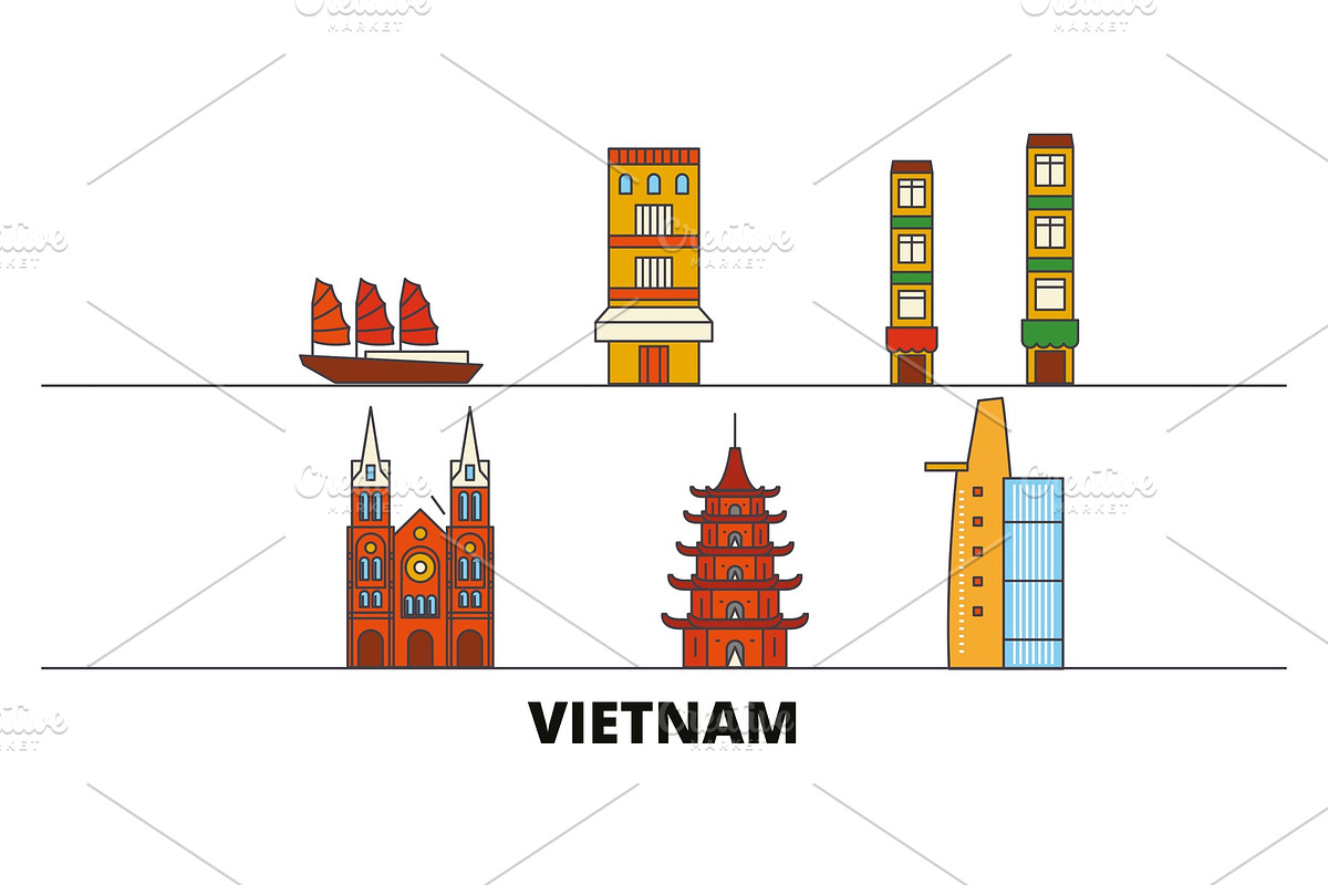 Vietnam flat landmarks vector in Illustrations - product preview 8
