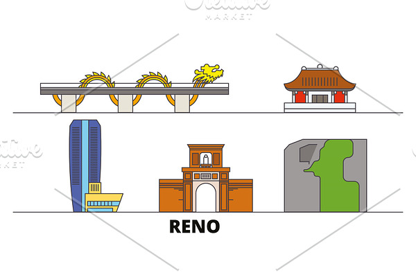 Vietnam, Reno, Danang flat landmarks