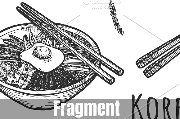 Korean food set in Illustrations - product preview 1