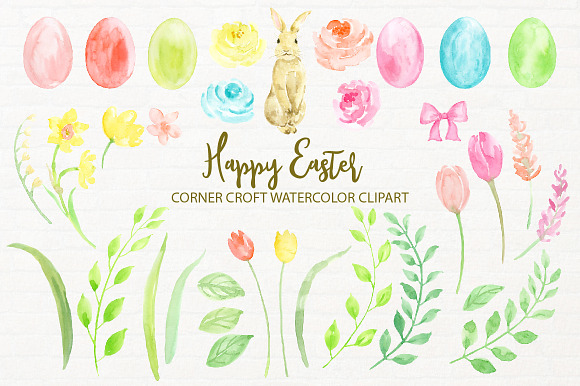 Watercolor Illustration Happy Easter in Illustrations - product preview 1