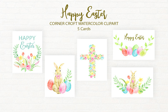 Watercolor Illustration Happy Easter in Illustrations - product preview 2
