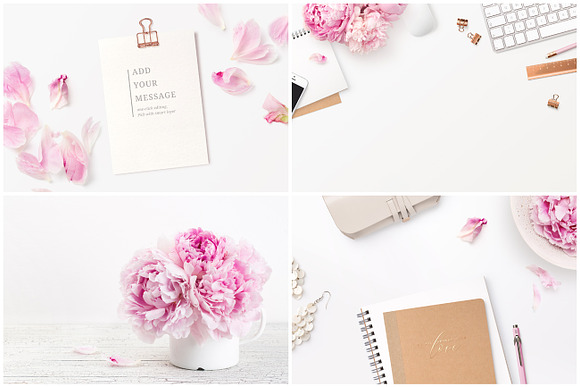 Pink Peonies - 16 Photos and Mockups in Branding Mockups - product preview 3