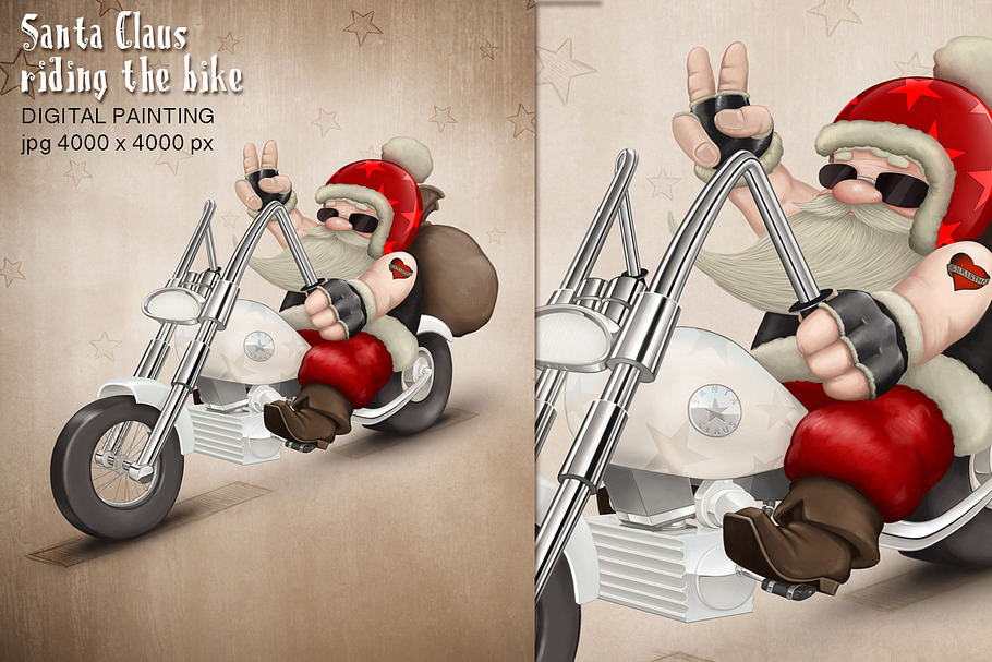 Santa Claus riding the bike