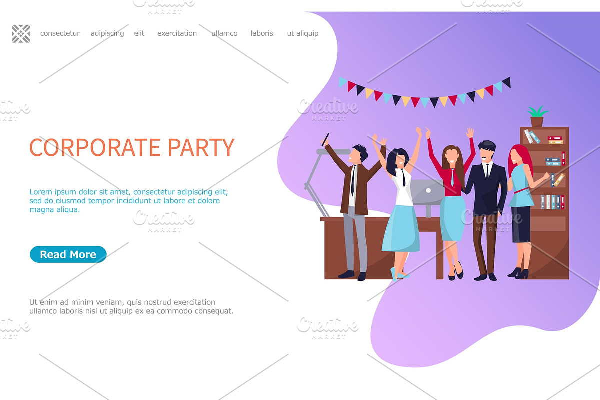 Corporate Party Coworkers Web Page in Illustrations - product preview 8