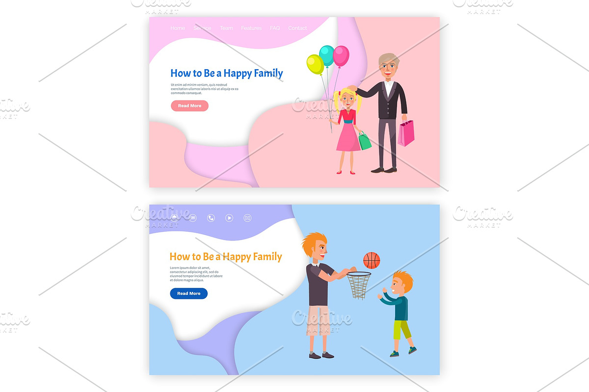 How to Be Happy Family Web Pages Set in Illustrations - product preview 8