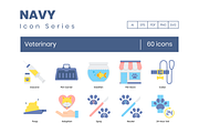 60 Veterinary Icons | Navy Series
