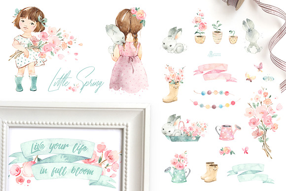 Little Spring. Cute Watercolor Set in Illustrations - product preview 1