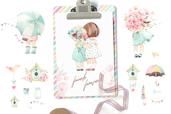Little Spring. Cute Watercolor Set in Illustrations - product preview 6