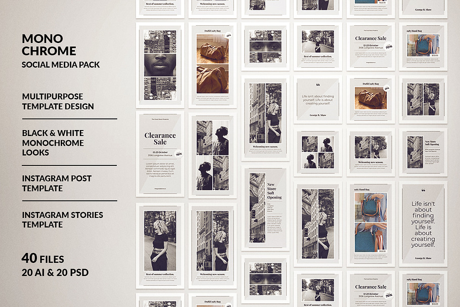 Monochrome Social Media Pack in Instagram Templates - product preview 8