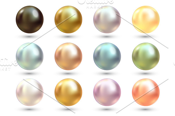 Realistic varicoloured pearls vector