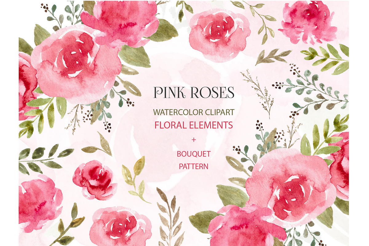 Watercolor Floral Elements Clipart in Illustrations - product preview 8