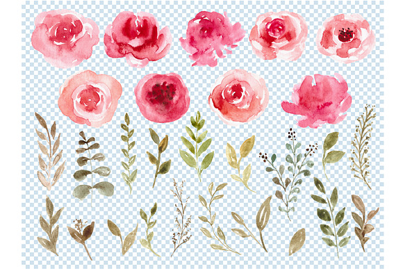 Watercolor Floral Elements Clipart in Illustrations - product preview 2