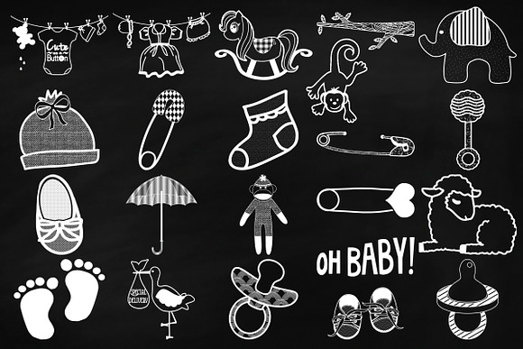 Chalk Baby Doodles ClipArt in Illustrations - product preview 1