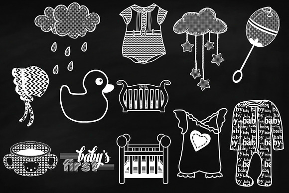 Chalk Baby Doodles ClipArt in Illustrations - product preview 3