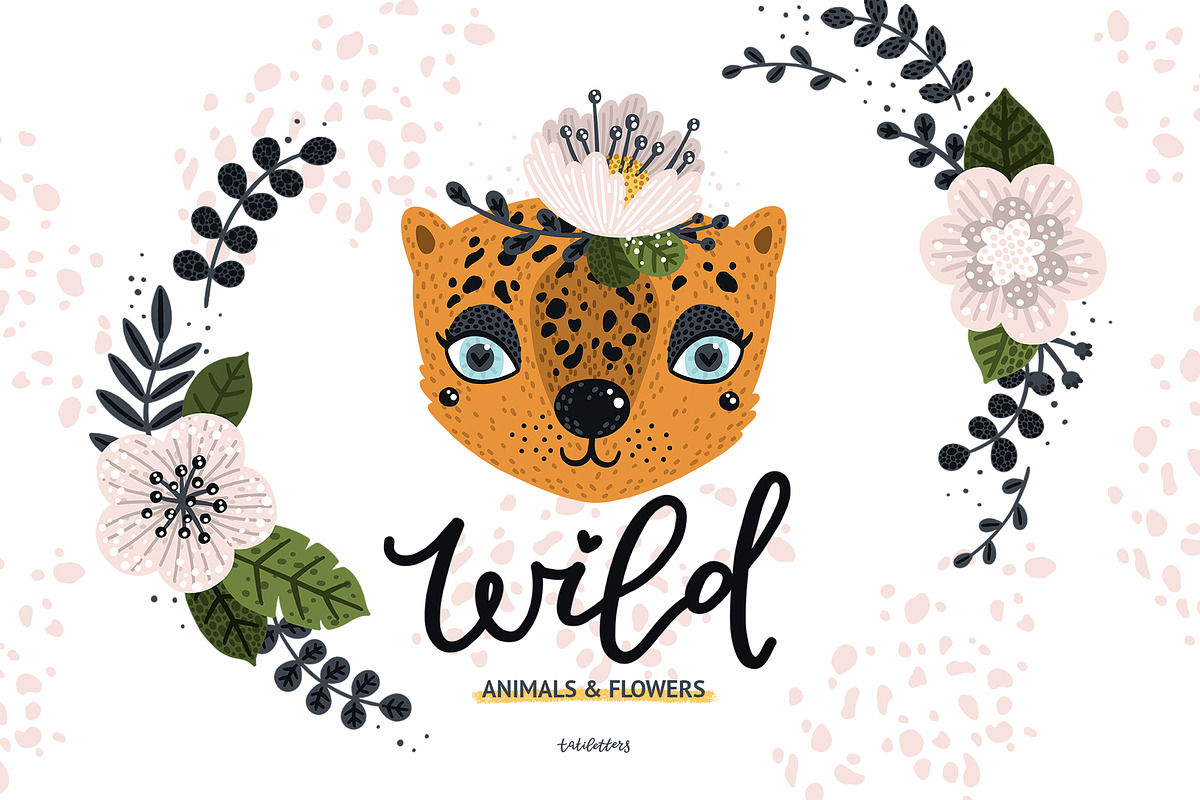 Wild Animals and Flowers in Illustrations - product preview 8