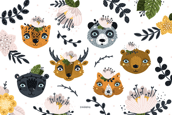 Wild Animals and Flowers in Illustrations - product preview 2