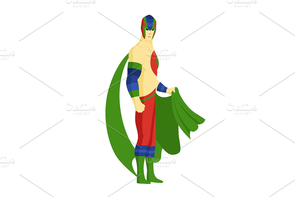 Superhero standing with cape in Illustrations - product preview 8