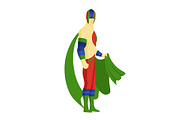 Superhero standing with cape