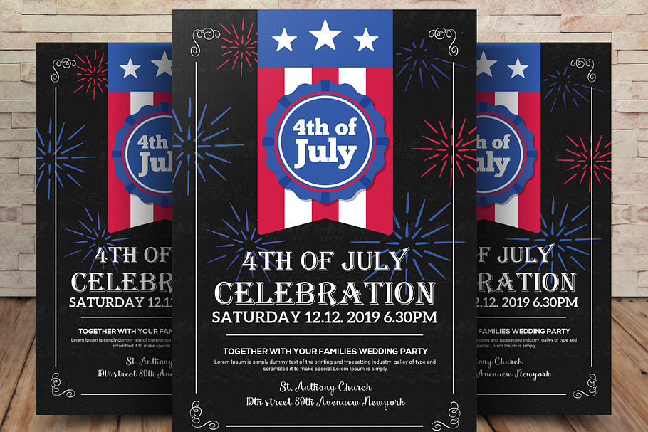 4th July Fireworks Flyer Template