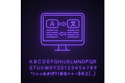 Language translation neon light icon