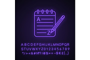 Grammar and writing neon light icon