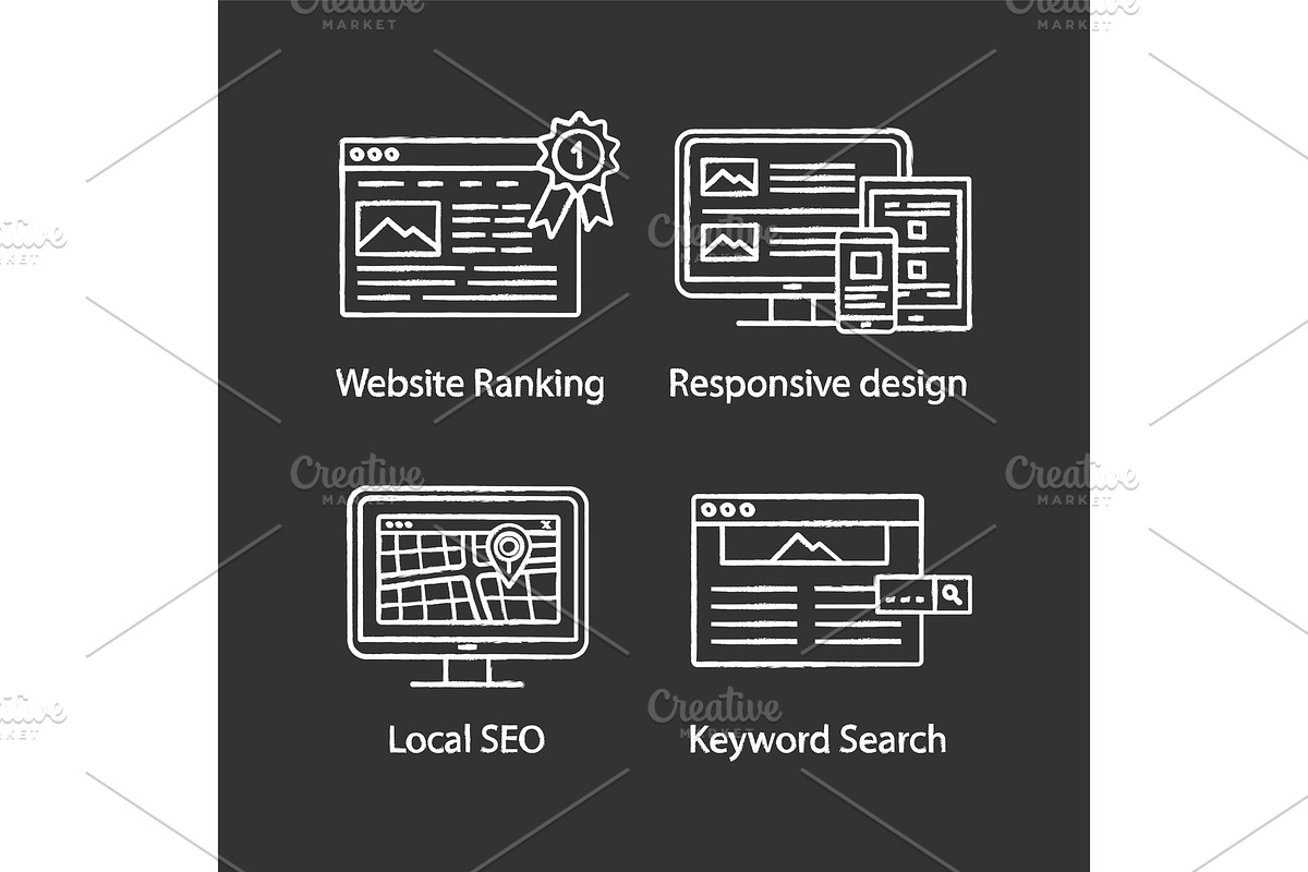 SEO chalk icons set in Icons - product preview 8