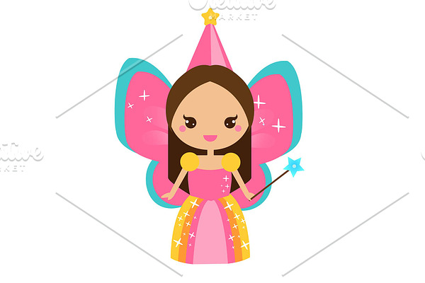 Cute kawaii magic fairy character