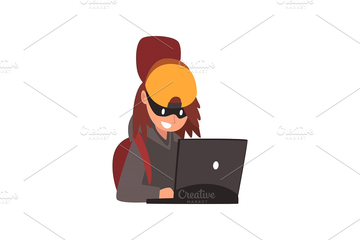 Female Hacker Stealing Information in Illustrations - product preview 8