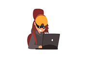 Female Hacker Stealing Information