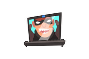 Hacker Face on Laptop Screen