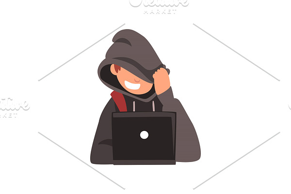 Hacker Hiding his Face Under Hood